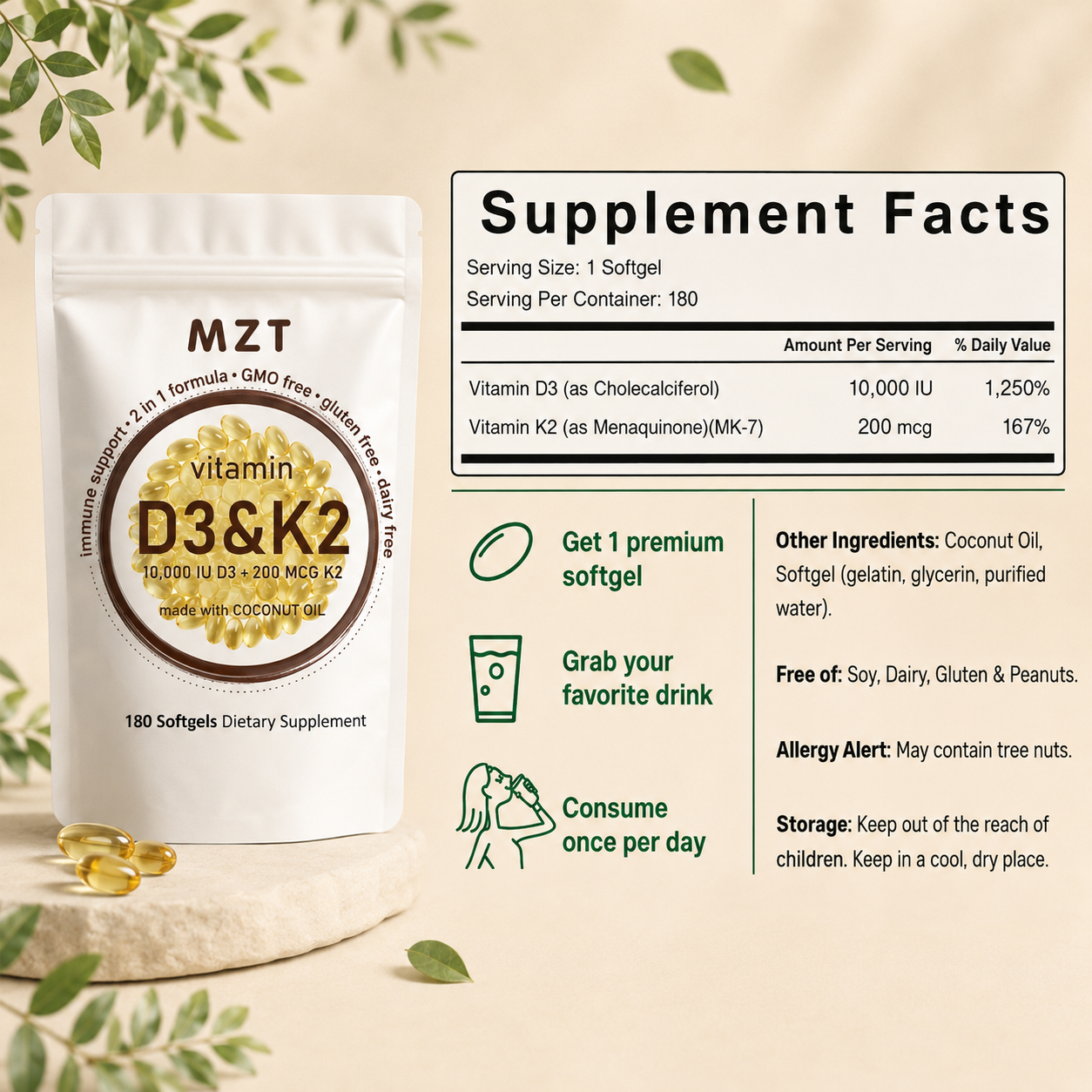 Vitamin D3k2 Softgels