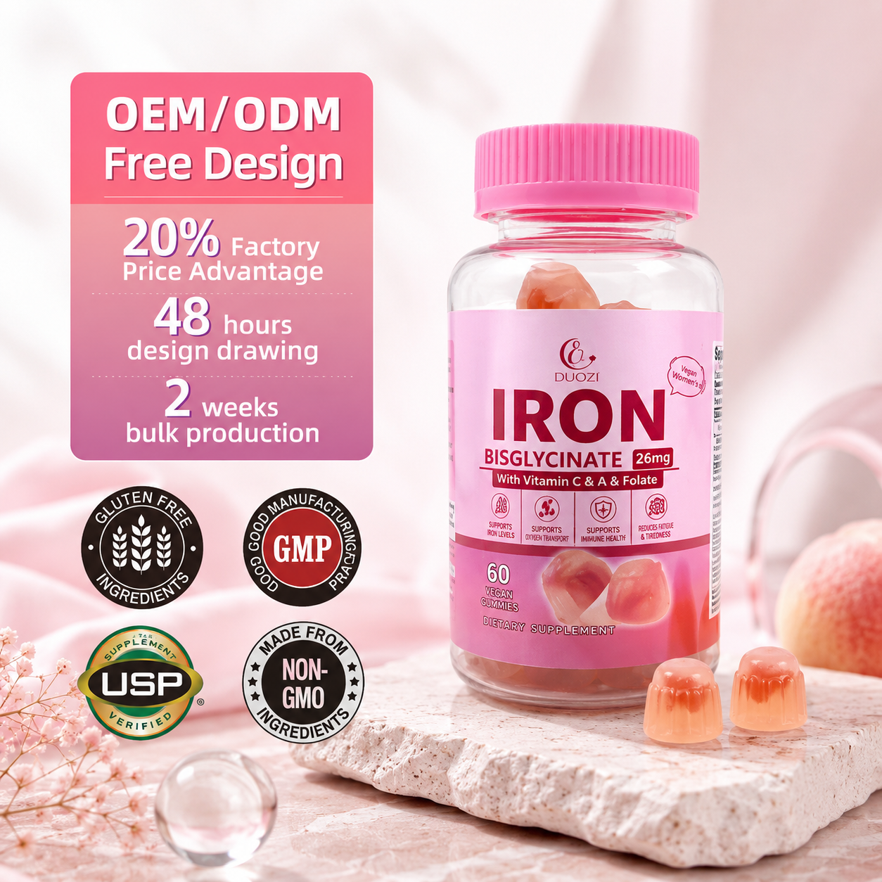 Calcium Iron And Zinc Nutritional Supplements For Sandwich Gummies