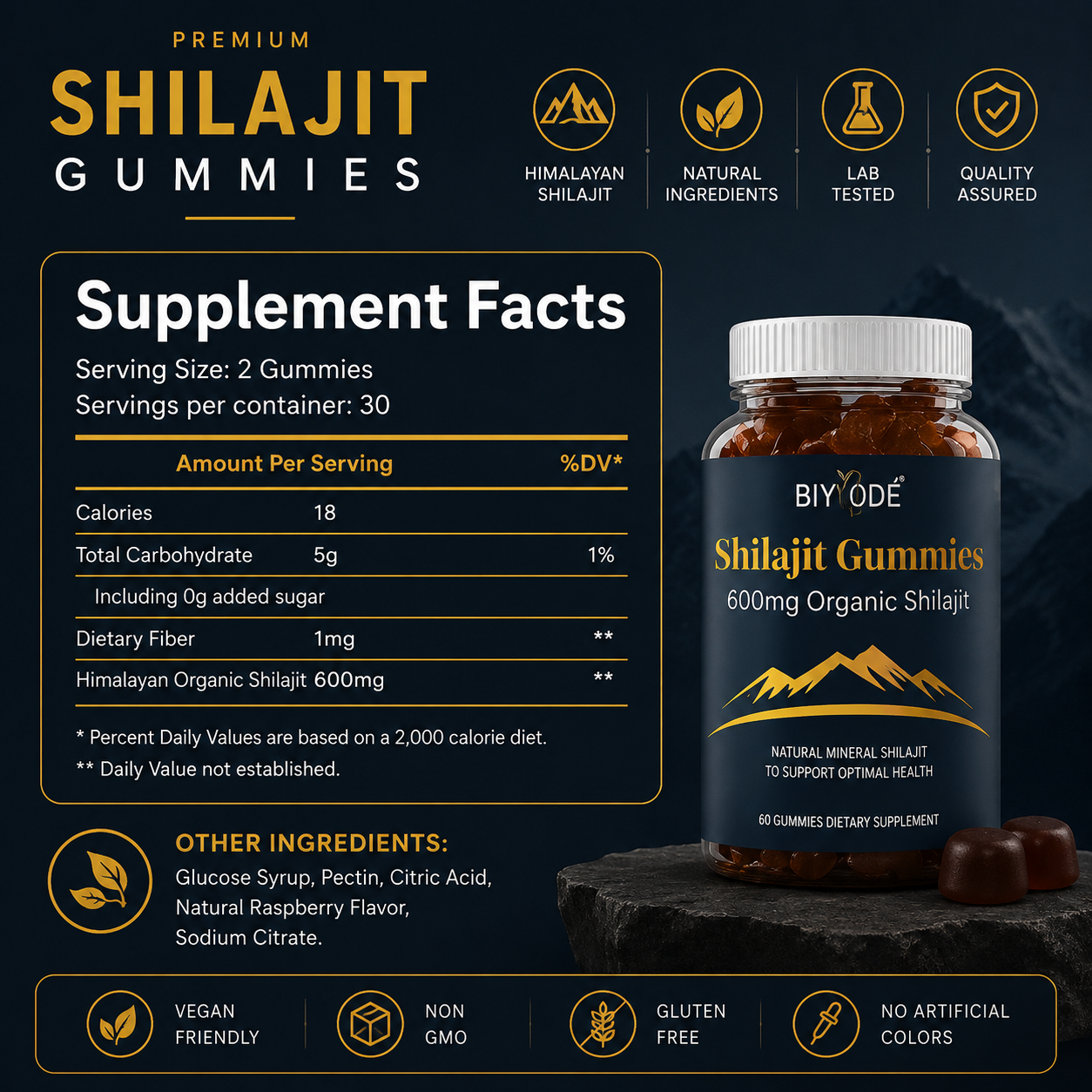 Jiabeikang New Design Wholesale Health Food Supplements Pure Himalayan Shilajit Gummies