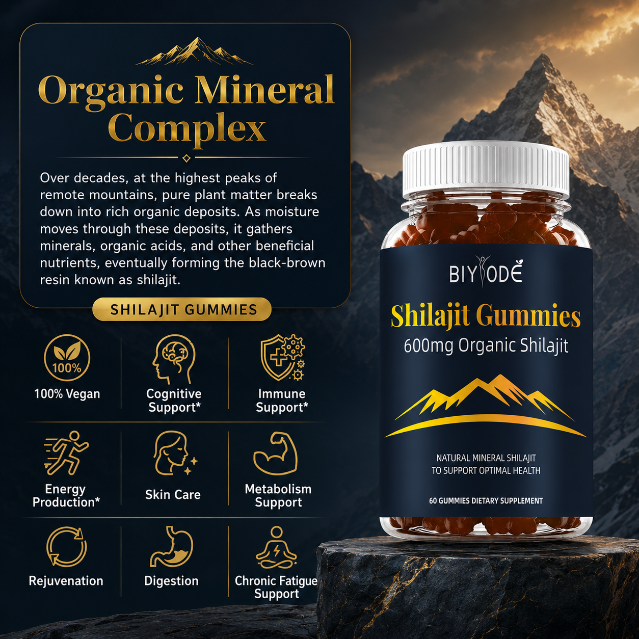 Jiabeikang New Design Wholesale Health Food Supplements Pure Himalayan Shilajit Gummies