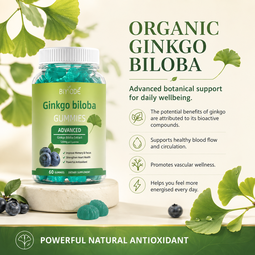 Fast Shipping Ready Stock Wholesale Herbal Supplements Ginkgo Biloba Gummies For Memory & Focus Support