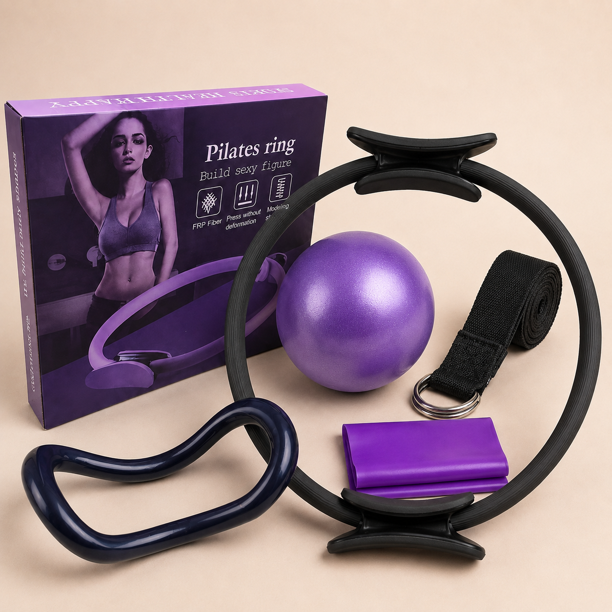 Six Piece Yoga Pilates Circle Set Bodybuilding Fitness Equipment Pilates Sport Training Workout