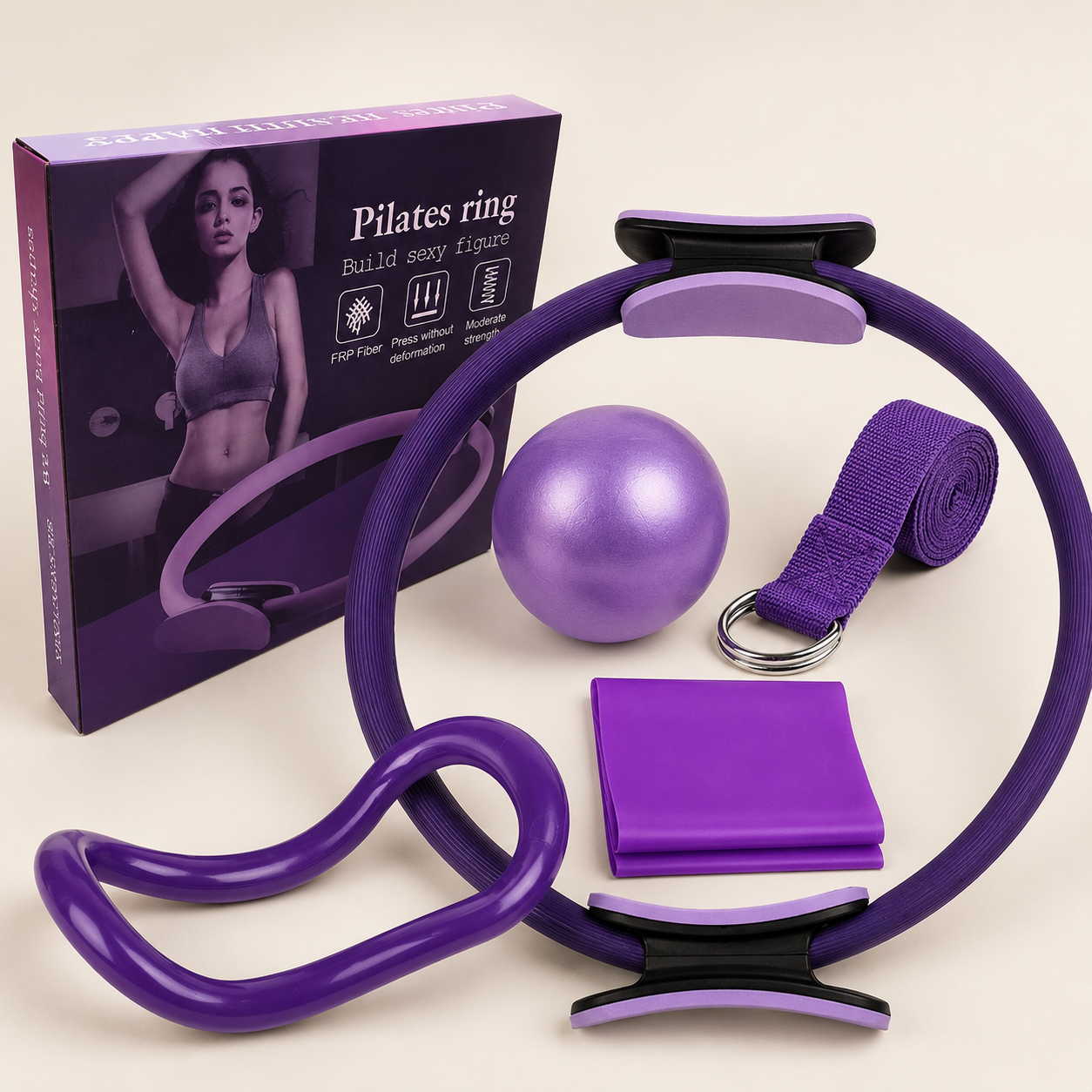 Six Piece Yoga Pilates Circle Set Bodybuilding Fitness Equipment Pilates Sport Training Workout