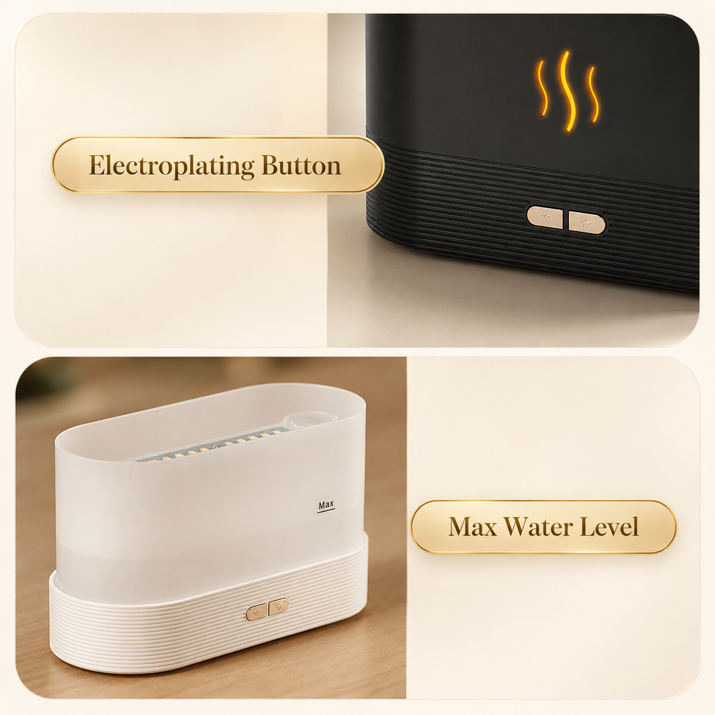 Aroma Diffuser With Flame Light Mist Humidifier Aromatherapy Diffuser With Waterless Auto-Off Protection For Spa Home Yoga Office