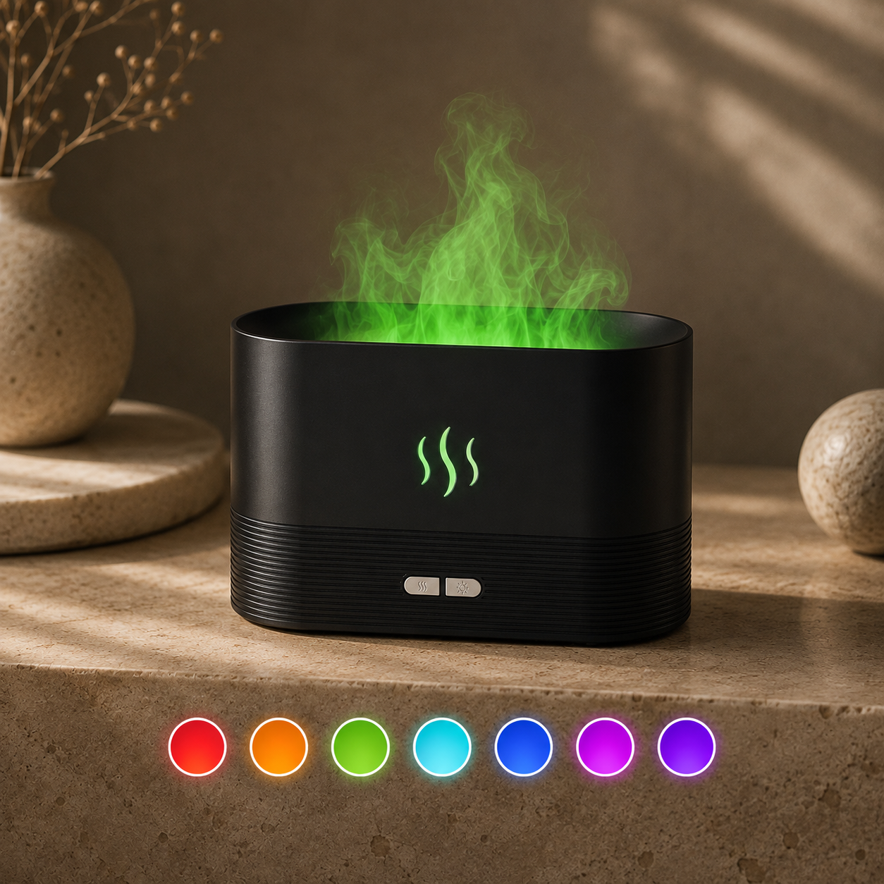 Aroma Diffuser With Flame Light Mist Humidifier Aromatherapy Diffuser With Waterless Auto-Off Protection For Spa Home Yoga Office