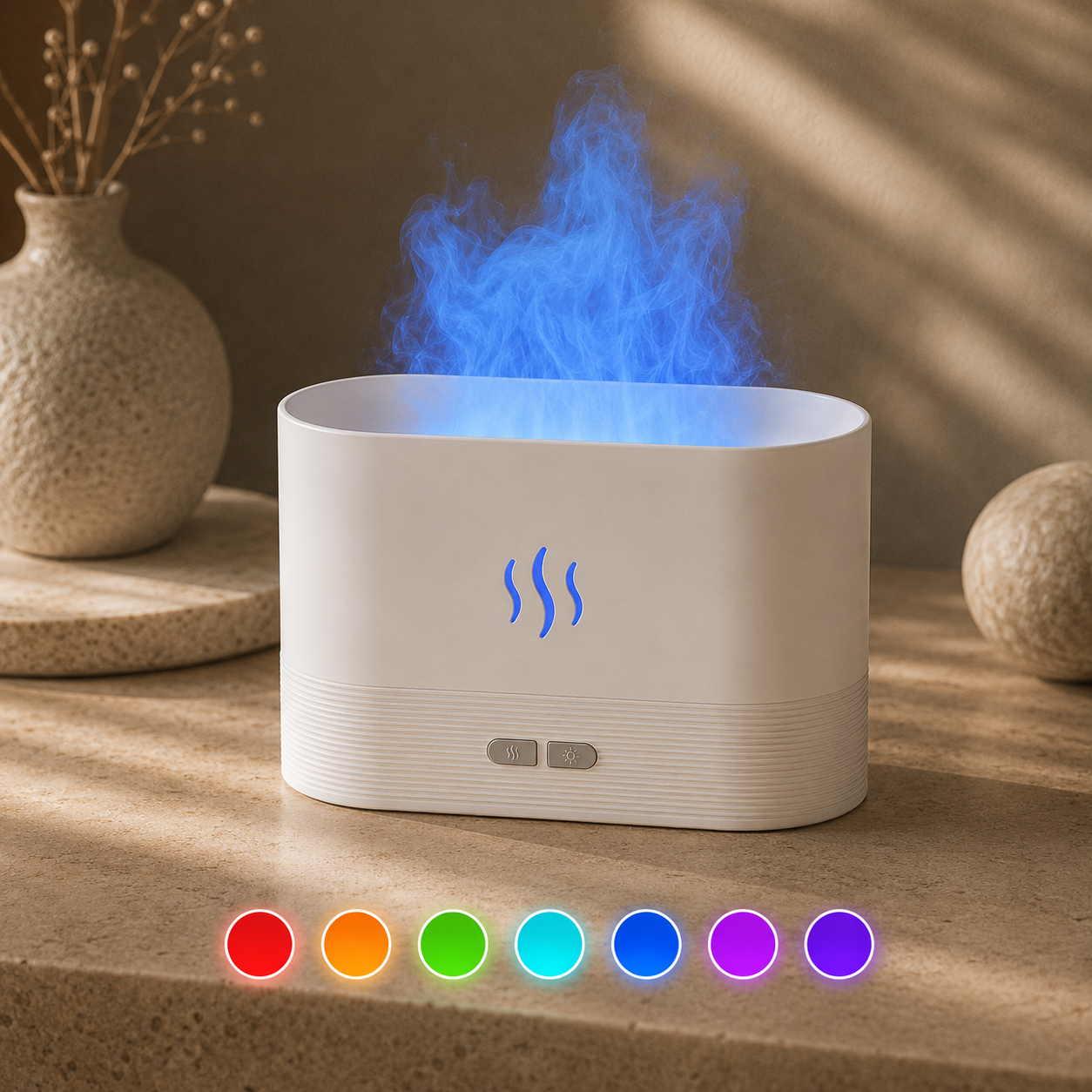 Aroma Diffuser With Flame Light Mist Humidifier Aromatherapy Diffuser With Waterless Auto-Off Protection For Spa Home Yoga Office