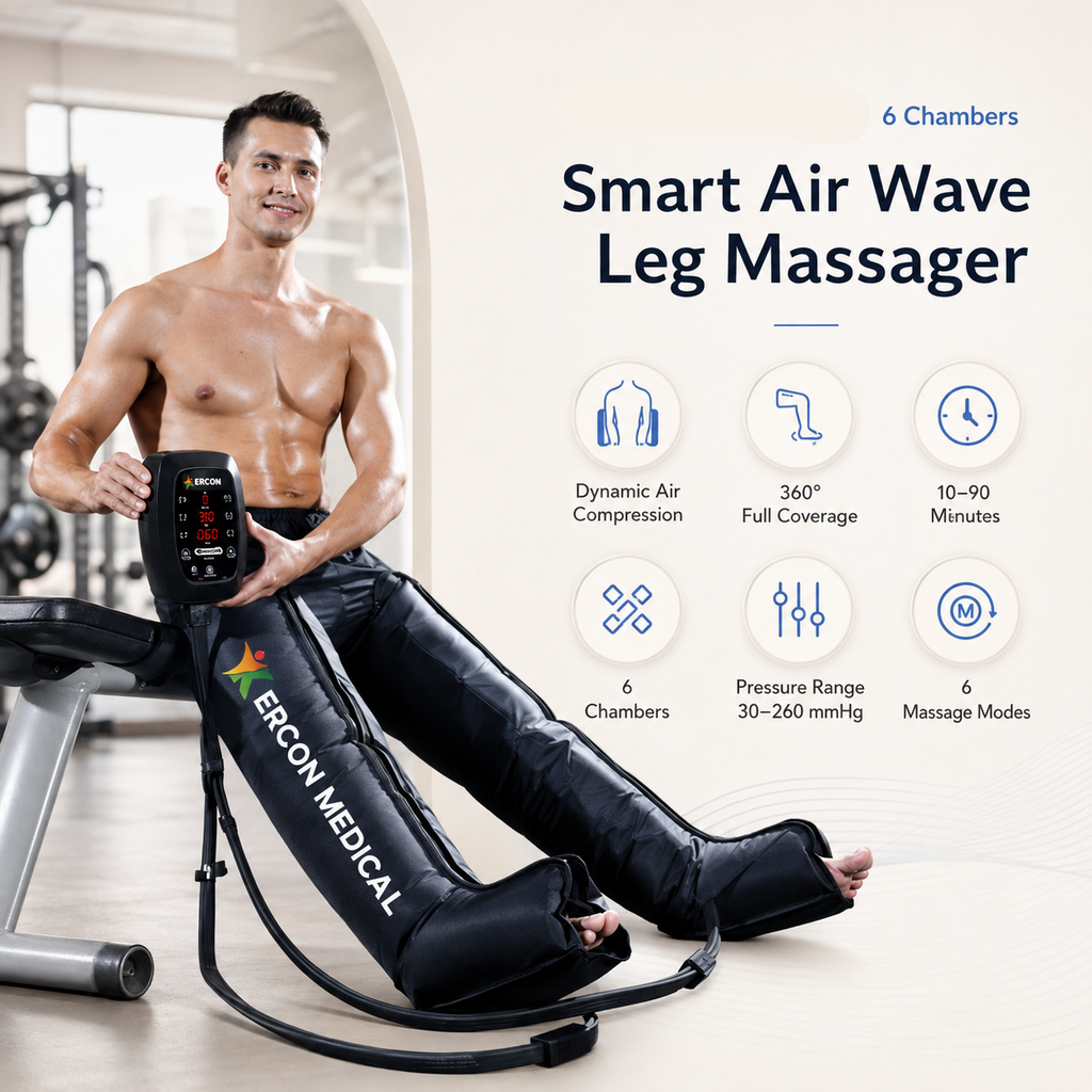 Six-Cell Air Bag Leg Massager For Post-Exercise Recovery