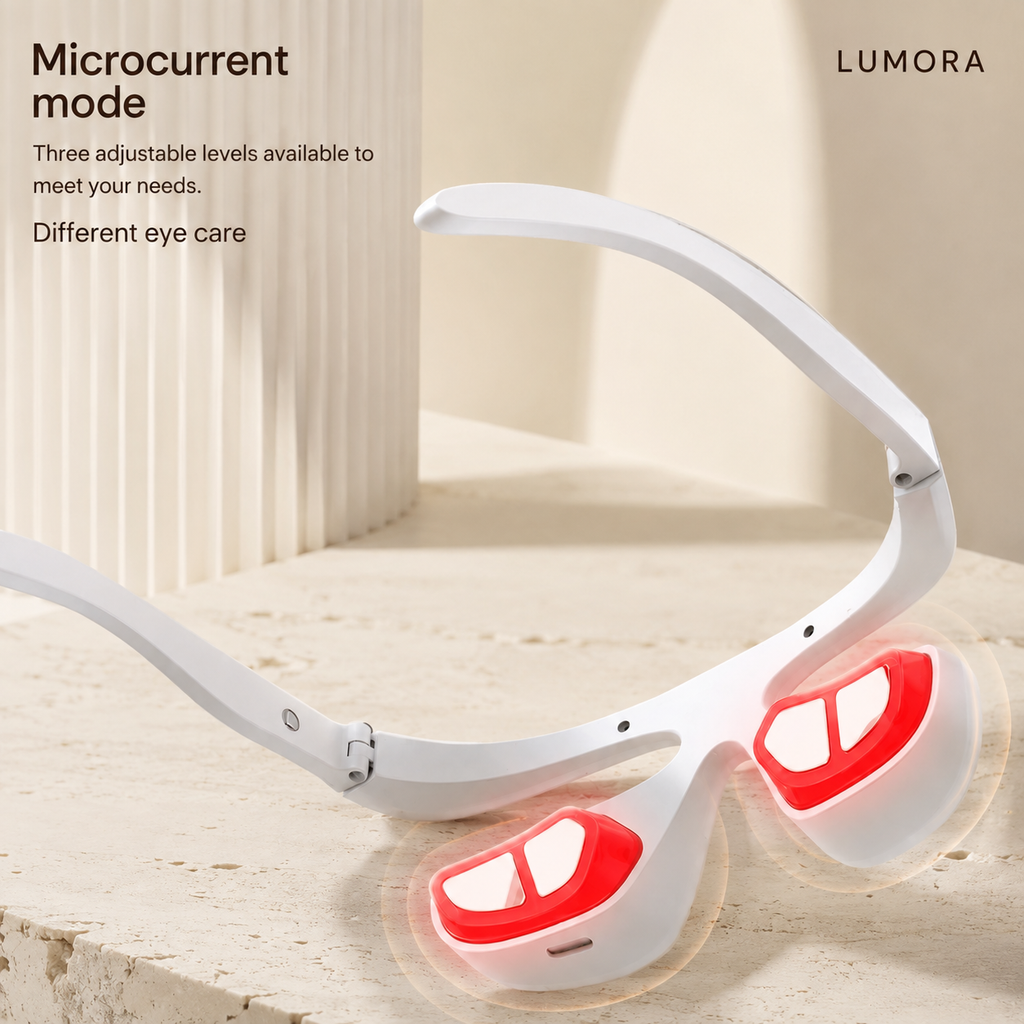 LUMORA eye massager — modern microcurrent mode