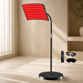 LUMORA floor-standing red light therapy lamp with remote, glasses and sleep mask