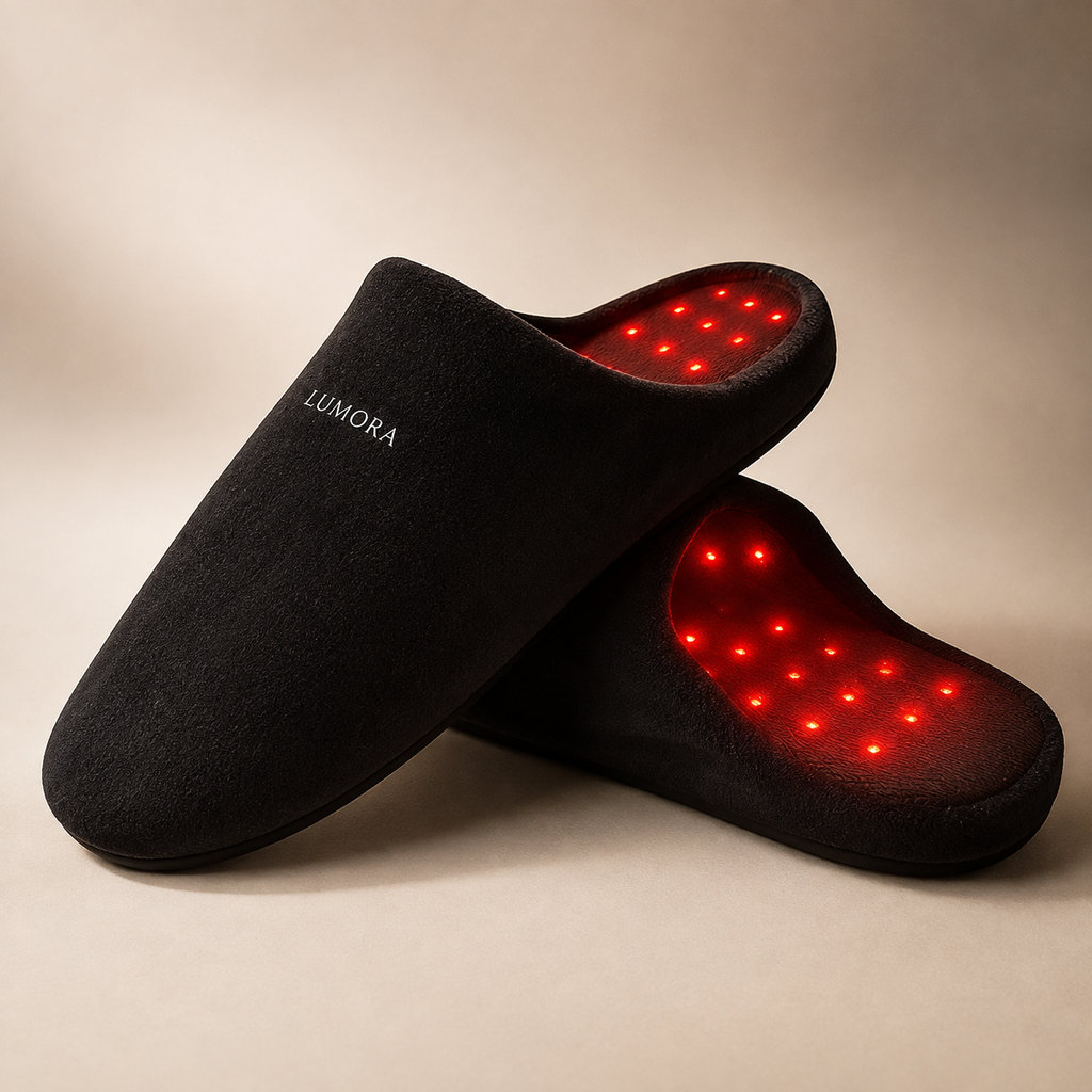 LUMORA HL12 red light therapy slippers with illuminated inner footbeds