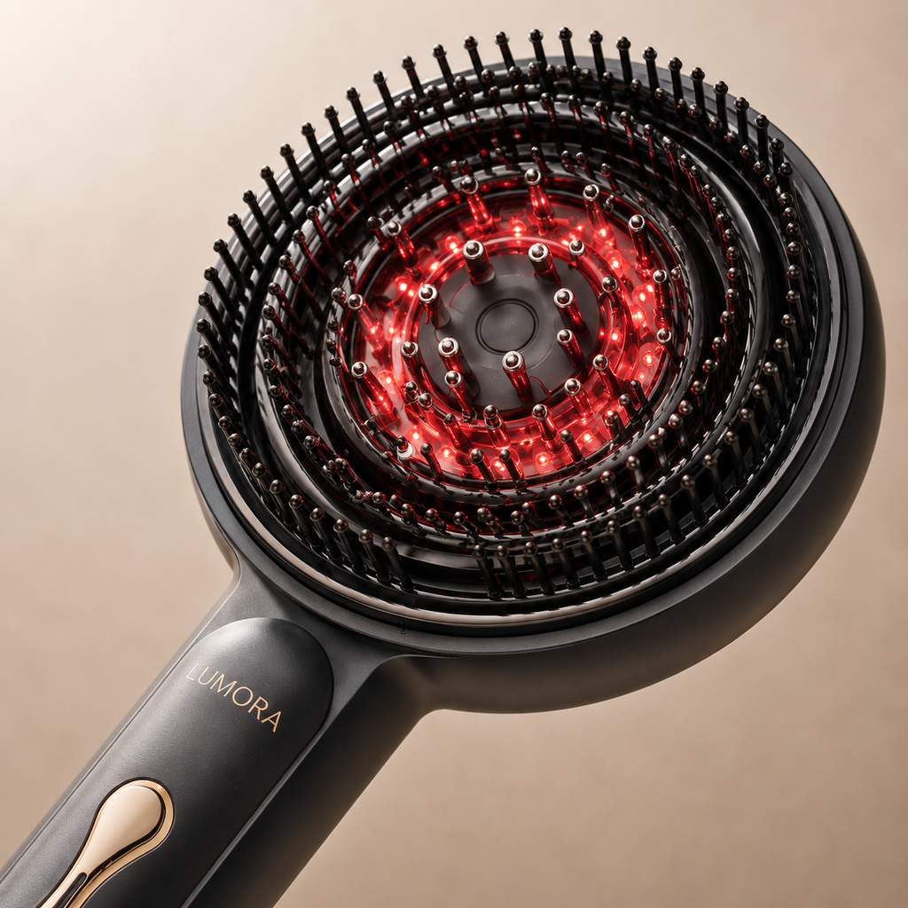 LUMORA massage comb LED head detail