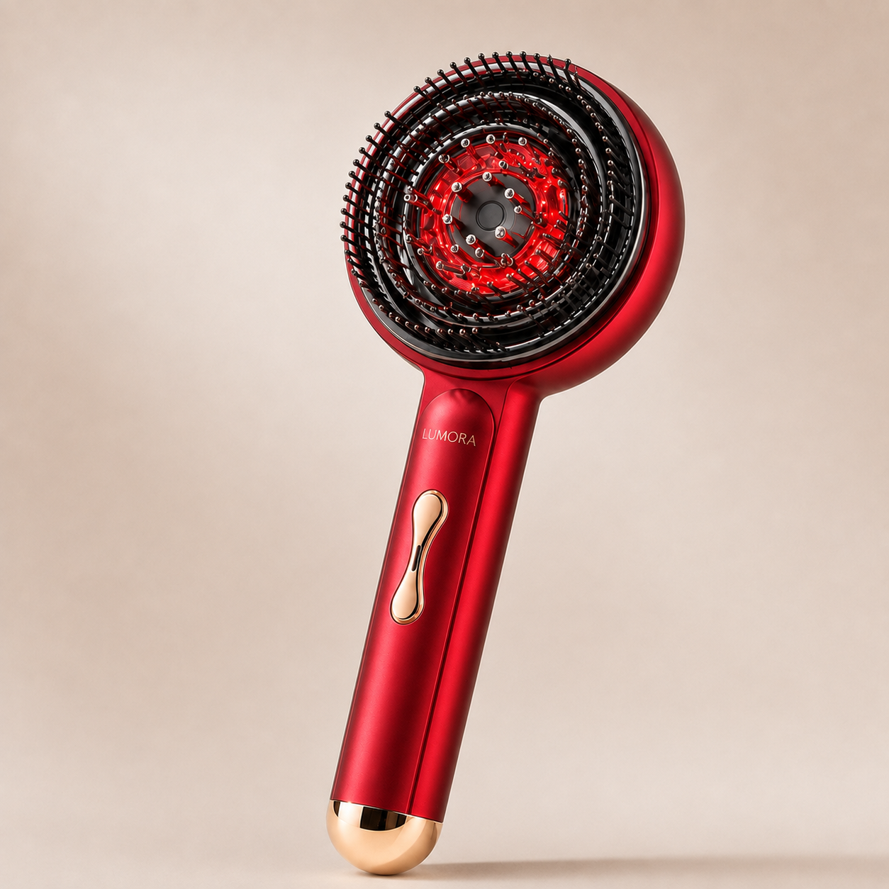 LUMORA red light massage comb in red