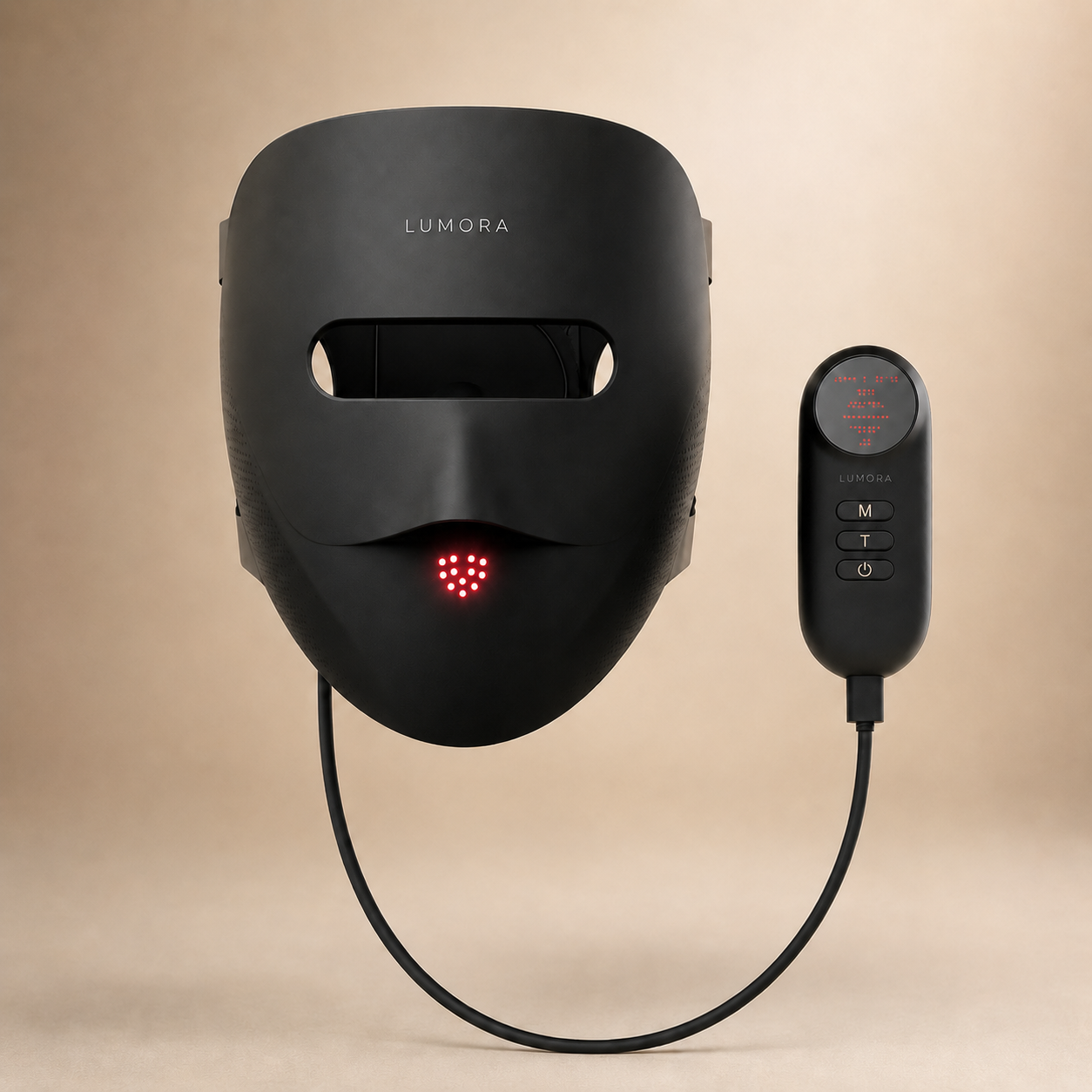 LUMORA black red light therapy mask with controller